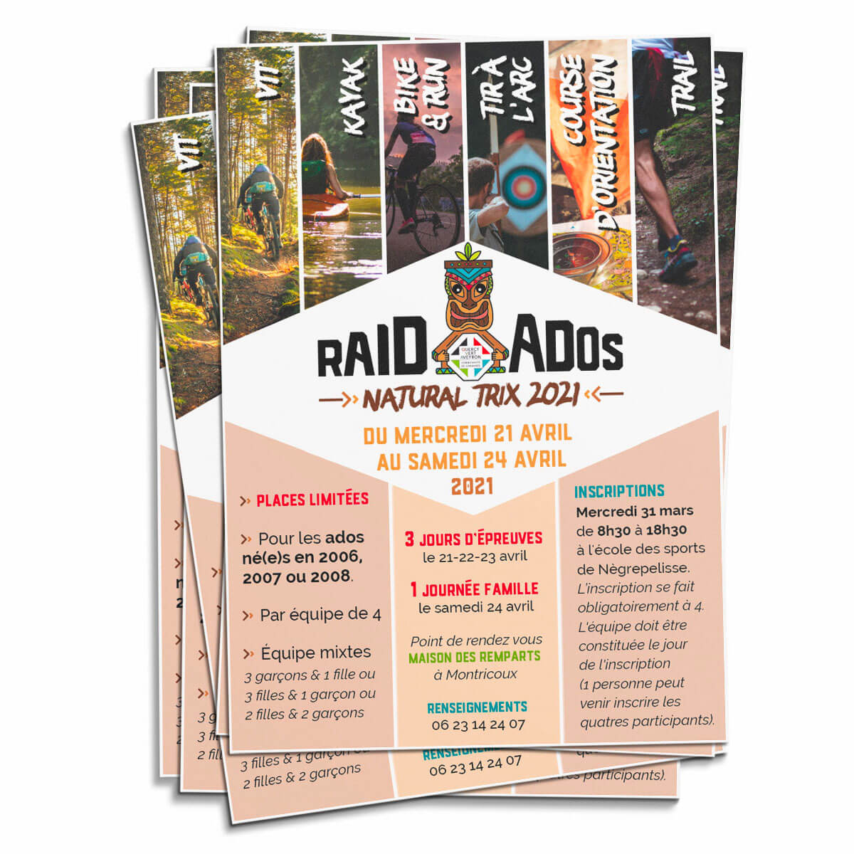 Flyer de promotion du raid ados Natural Trix