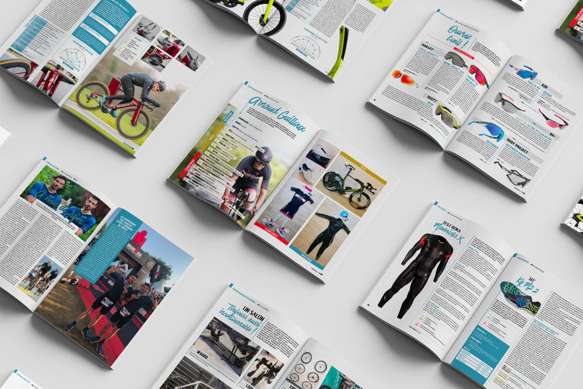 Pages intérieures de la rubrique Trimatos du Triathlete magazine